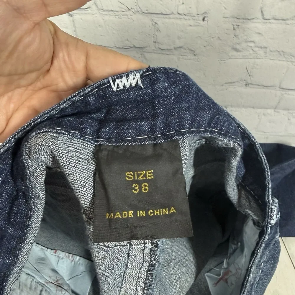 True Religion Johnny Super T Row Seat Jeans Men 38x34 Dark Wash Straight Denim